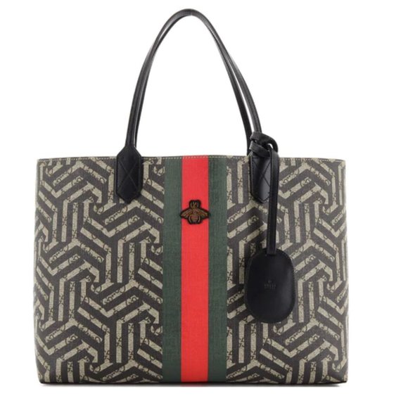Gucci Handbags - Gucci Bee Web Shopping Tote Caleido GG Coated Canvas